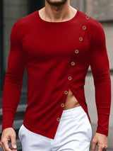 Mens Irregular Long-Sleeve Crew Neck T-Shirt SKUL00965