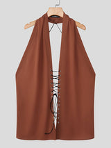 Men's Solid Color Drawstring Waist Tank SKUL45385