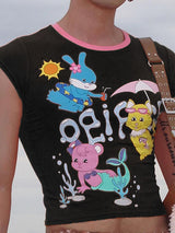 Men's Cartoon Print Cropped Slim Fit Tank SKUL20227