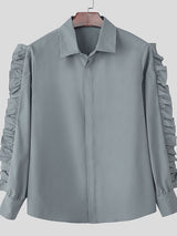 Men's Ruffle Patchwork Long Sleeve Shirt SKUL42560