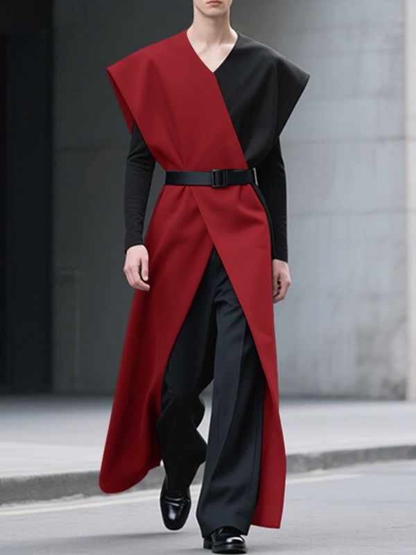 Men's Colorblock Split Hem Sleeveless T-Shirt SKUL35381