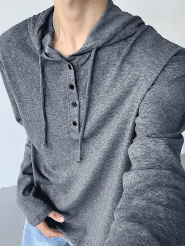 Men's Semi-Sheer Hooded Long Sleeve T-Shirt SKUL34045