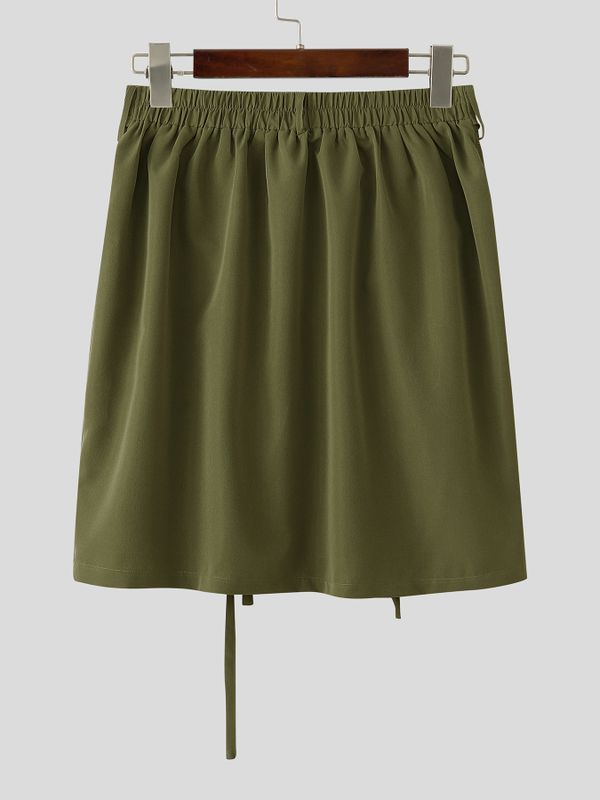 Men's Multi-Strap Cargo Aesthetic Pleated Wrap Skirt SKUL60271