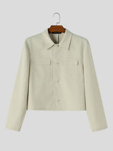 Men's Japanese Utility City Walk Turn-Down Collar Button-Down Boxy Jacket SKUL85509