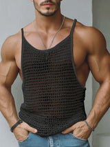 Mens Sheer Mesh Hollow-Out Casual Tank SKUL19806