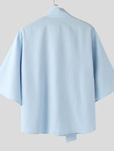 Men's Minimal Ribbon Design Stand Collar Long Sleeve Shirt SKUL50535