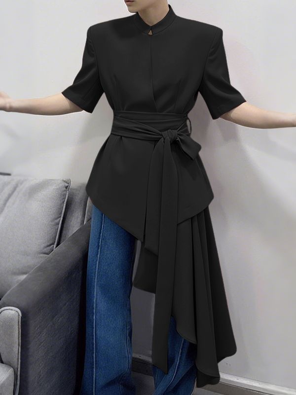 Men's Deconstructed Irregular Hem Waist Cinched Blazer SKUL41367