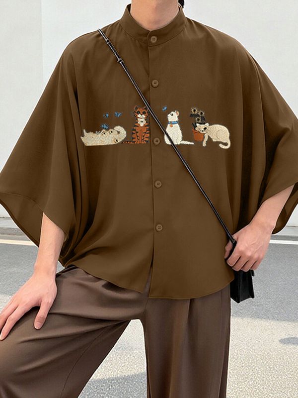 Men's Animal Embroidery Casual Shirt SKUL40213