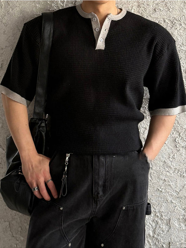 Men's Color Block Plaid Short Sleeve T-Shirt SKUL23973