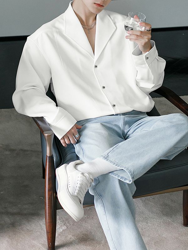 Men's Solid Casual Long Sleeve Shirt SKUL35298