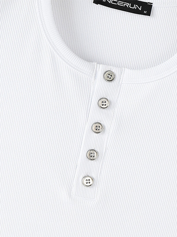 Mens Solid Color Textured Casual Tank SKUL10782