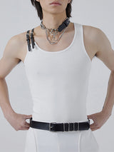 Mens Buckle Design Rib-Knit Solid Vest SKUK13529