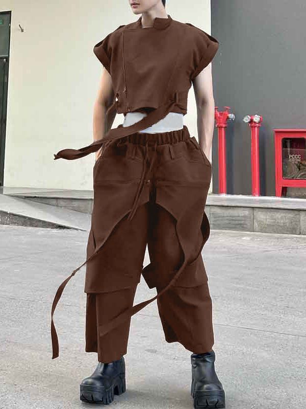 Men's Deconstructed Tie Cropped Two Pieces Outfit SKUL31940