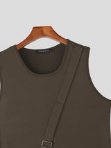 Men's Solid Color Asymmetrical Hem Casual Tank SKUL18926