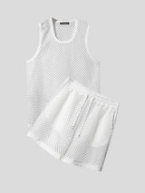 Men's Plain Sheer Mesh Two Pieces Outfit SKUL17929