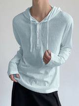 Men's Semi-Sheer Hooded Long Sleeve T-Shirt SKUL34045
