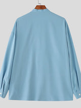 Men's Color Block Drawstring Long Sleeve Shirt SKUL39391