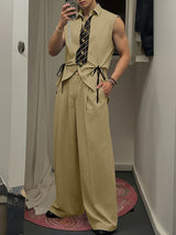 Men's Tie Print Sleeveless Two Pieces Outfit SKUL37678