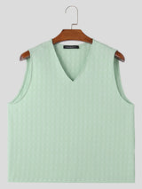 Mens Solid Textured V-Neck Sleeveless Vest SKUK58689