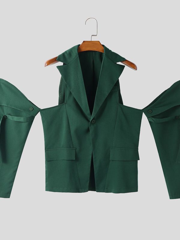 Men's Deconstructed Hollow Long Sleeve Blazer SKUL42553