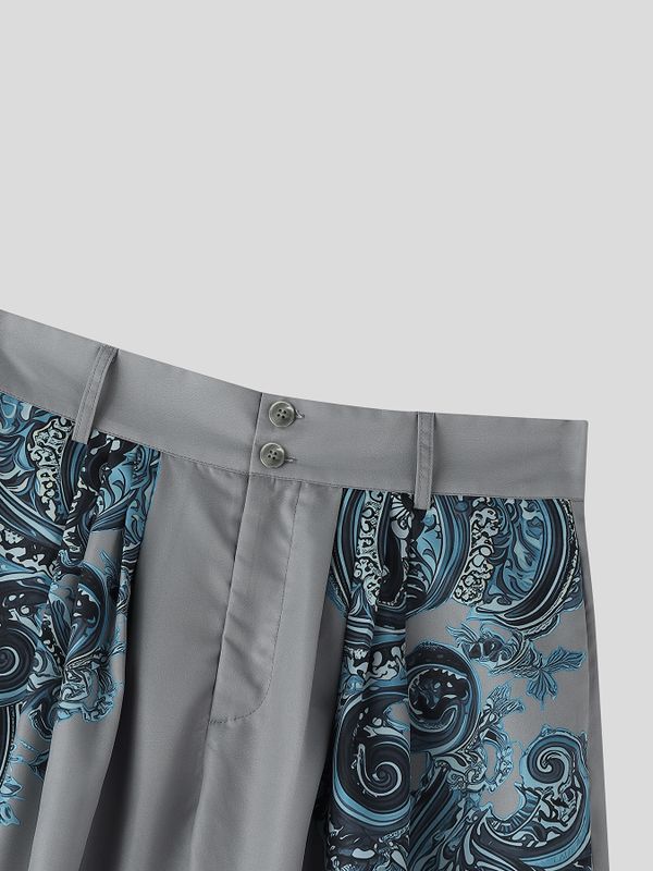 Men's High-Fashion Avant-Garde Paisley Print Wide-Leg Pant SKUL66935