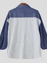 Men's Striped Color Block Long Sleeve Shirt SKUL36466