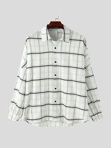 Mens Hong Kong Style Plaid Long-Sleeve Shirt SKUK75368