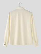 Men's Retro Party Puff Lantern Sleeve Shoulder Button Long Sleeve Lapel Collar Shirt SKUL77990