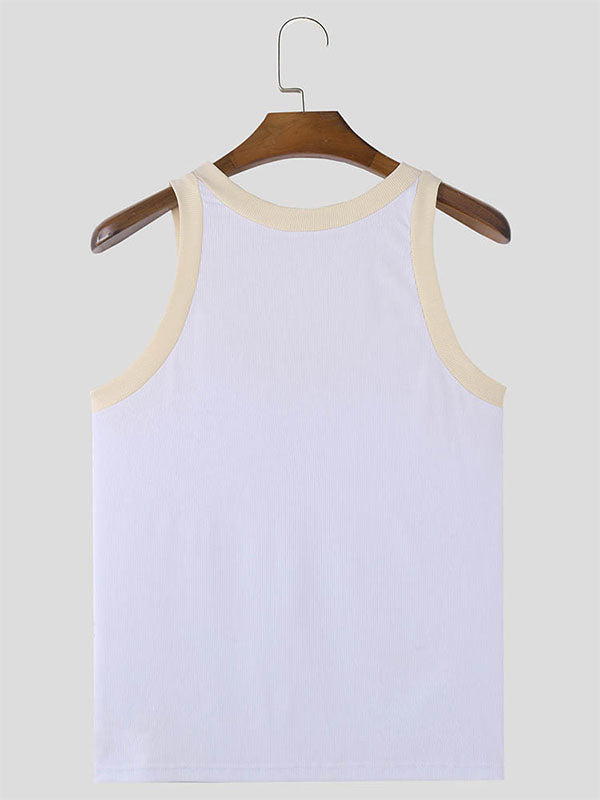 Mens Fashion Slim Fit Contrast Sleeveless Tank SKUK73687