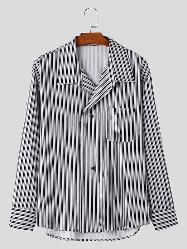 Mens Vertical Stripe Long Sleeve Shirt SKUK75391