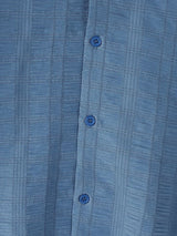 Men's Vintage Textured Drop Shoulder Cuban Collar Short Sleeve Shirt SKUL73655