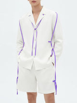 Men's Contrast Color Tie Rope Decor Design Two Pieces Outfit SKUL43785