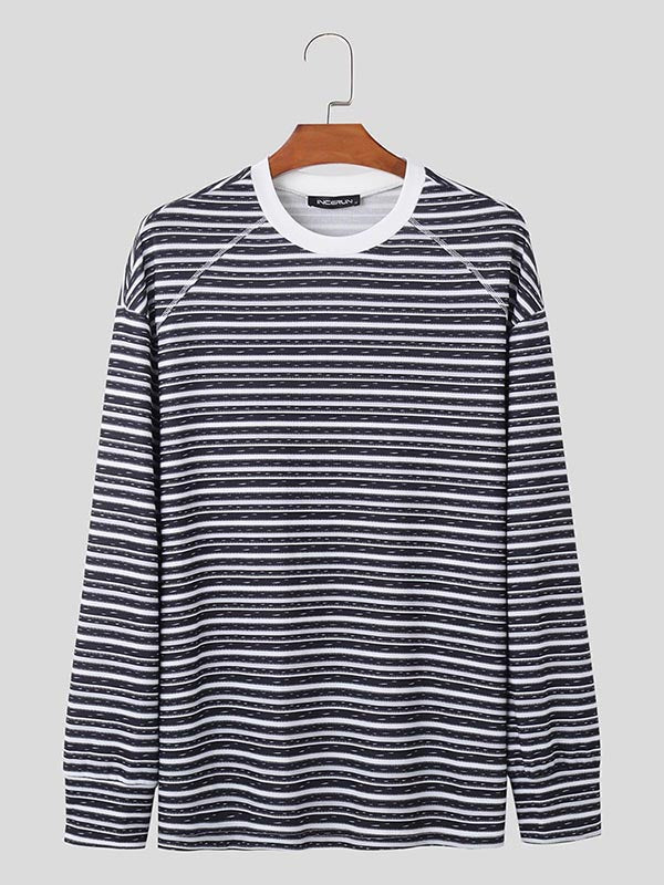 Mens Colorblock Striped Long-Sleeve T-Shirt SKUK73584