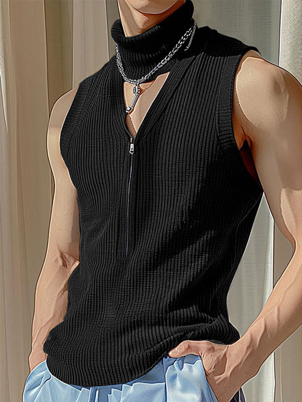 Mens Solid Knit Textured Sleeveless Vest  SKUK63276