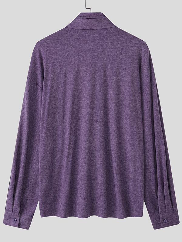 Men's Tie Strap Knit Long Sleeve Shirt SKUL37297