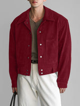 Men's Faux Suede Loose Cropped Long Sleeve Jacket SKUL33858