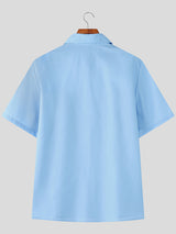 Mens Leopard Print Cropped Short Sleeve Shirt SKUL13702