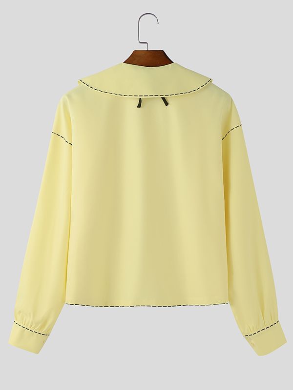 Men's Dashed Print 3D Floral Tie Long Sleeve Shirt SKUL39788