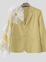 Men's Sheer Floral Patchwork Casual Blazer SKUL36546