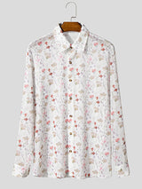 Mens Floral Print Mesh Long-Sleeve Shirt SKUL07658
