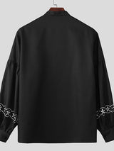 Men's Floral Print Contrast Long Sleeve Shirt SKUL46162