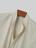 Mens Striped Stand Collar Short Sleeve Shirt SKUK51146