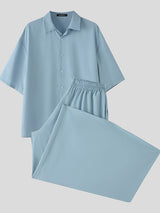 Men's Solid Color Loose Two Pieces Outfit SKUL40285