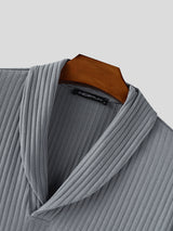 Men's Knit Textured Lapel Long Sleeve Sweater SKUL28254