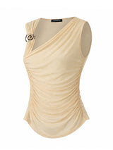Men's Grecian Drape Asymmetric One-Shoulder Metal Spiral Ring Tank SKUL72438
