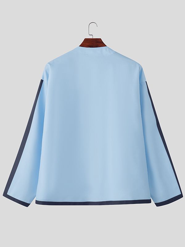 Men's Contrast Stitch Tie Long Sleeve Cardigan SKUL38999