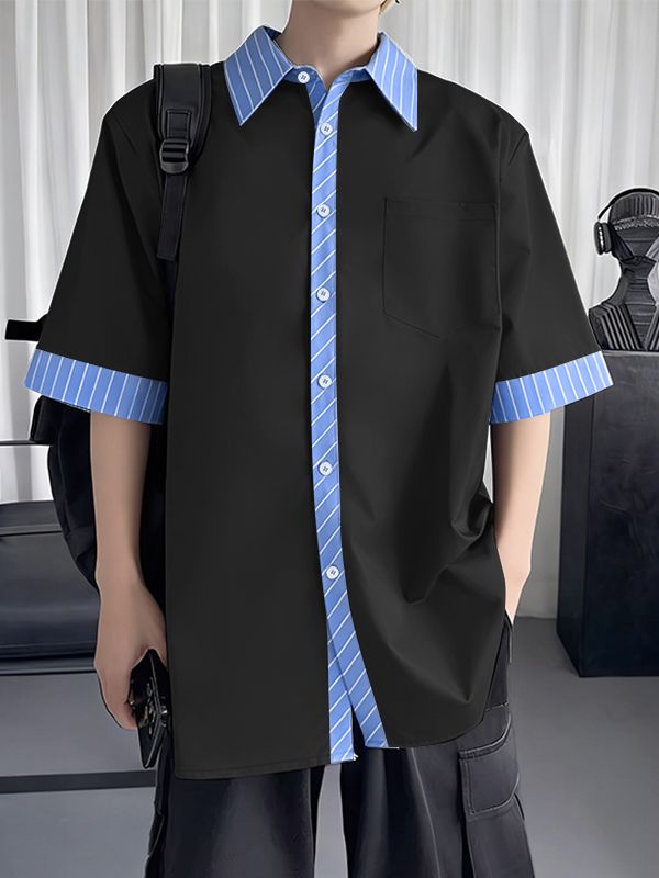 Men's Striped Color Block Half Sleeve Shirt SKUL57347