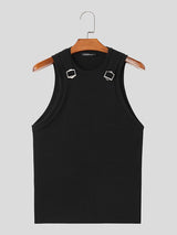 Mens Leisure Striped Round Neck Sleeveless Tank SKUK64017