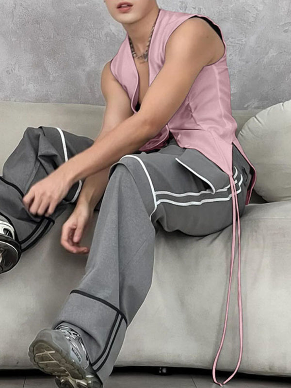 Men's Plain Tie Detail Casual Waistcoat SKUL21105