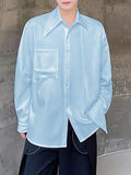 Mens Solid Chest Pocket Long Sleeve Shirt SKUK49423